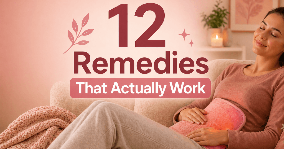 How to stop period cramps — woman using a heating pad for period pain relief