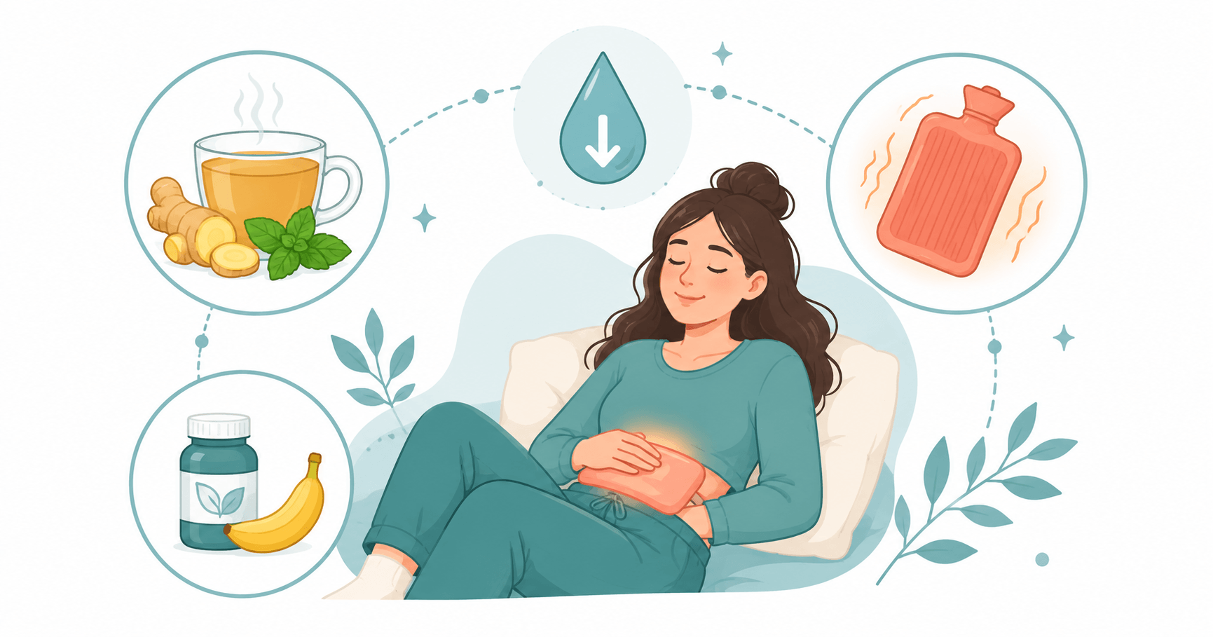 Period bloating relief remedies magnesium foods herbal tea