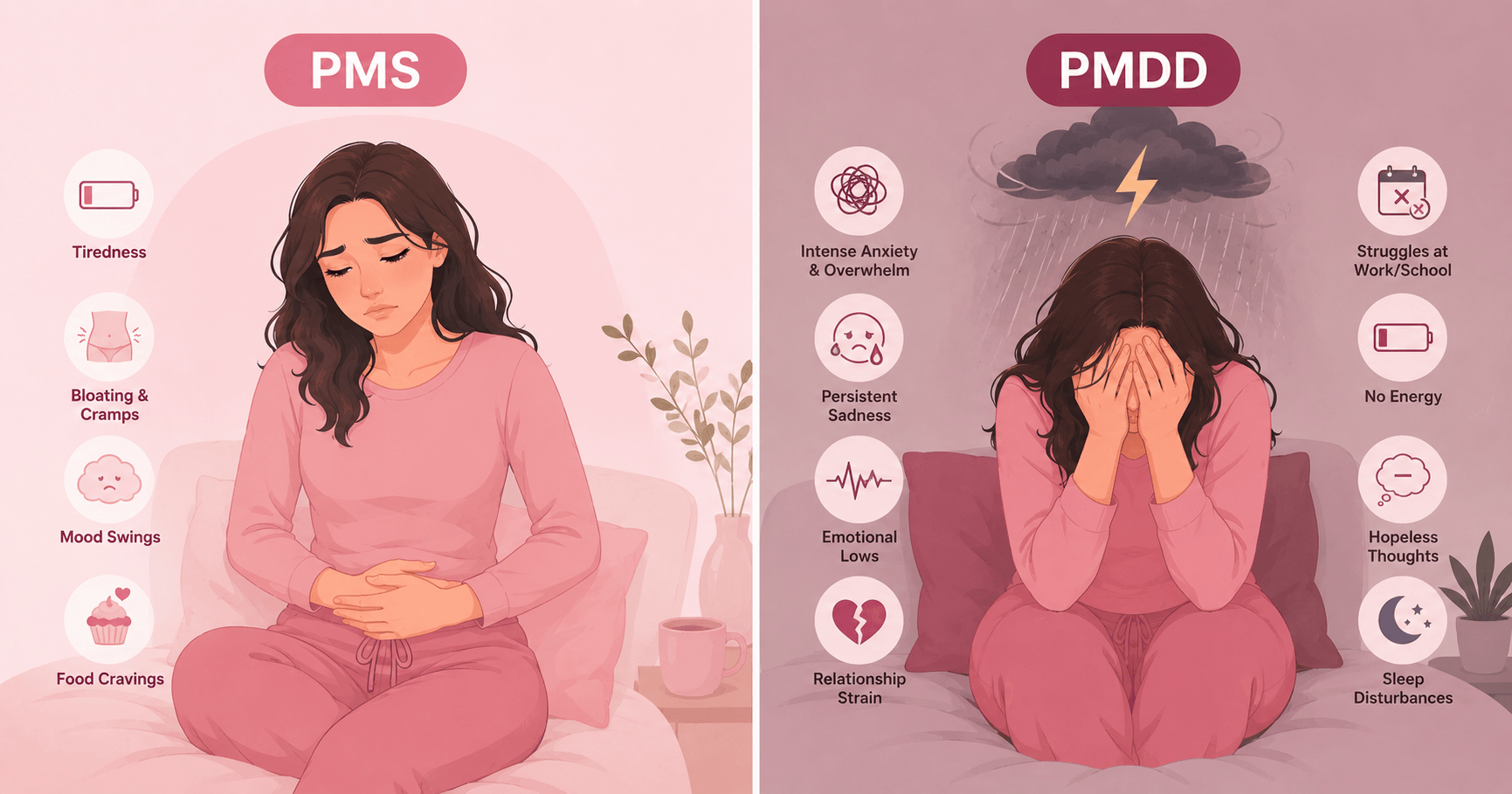 PMS vs PMDD difference symptoms diagnosis treatment